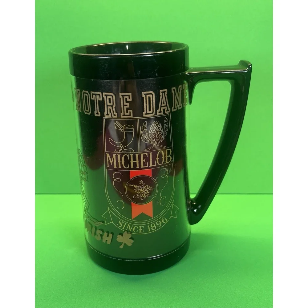 Vtg Michelob Plastic Beer Mug, Thermo-Serv, Notre Dame, Man Cave, Fighting Irish